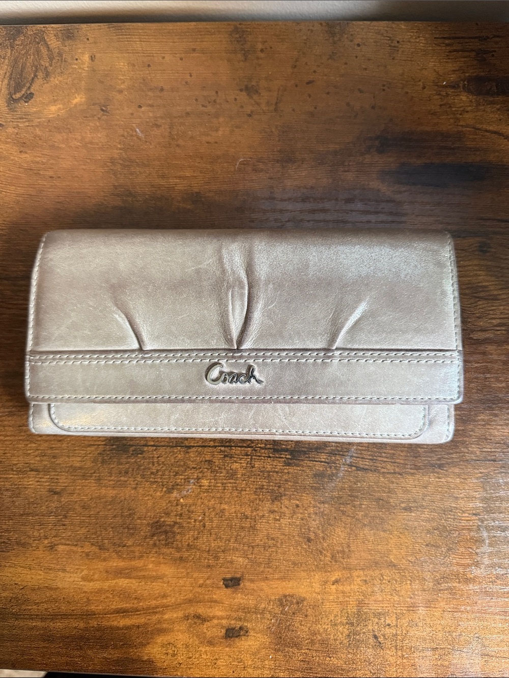 Coach Metallic Gold Leather Clutch Wallet